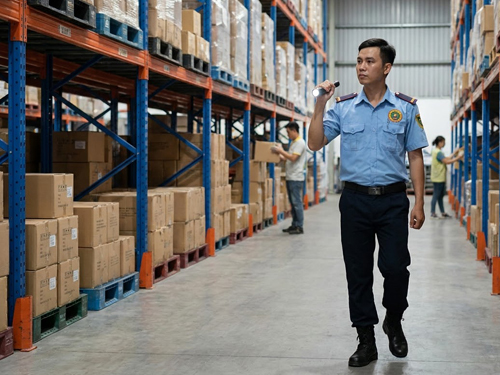 Công việc tuần tra kho hàng của nhân viên bảo vệ - 1